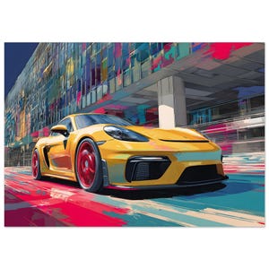 Porsche 718 Cayman GT4 Pop Art Painting Print