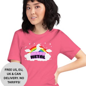 Funny Heavy Metal Unicorn T-Shirt: Rainbow Graphic Tee