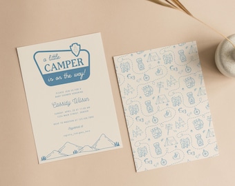 Little Camper Baby Shower Invitation: National Park Theme (Editable in Canva)