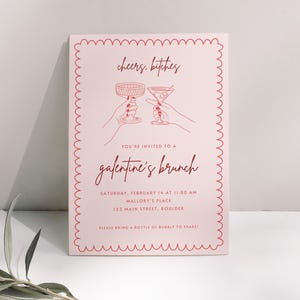 Galentine&#39;s Day Invitation | Digital Girls Valentines Day Party Invite | Editable in Canva | 5x7 Inches