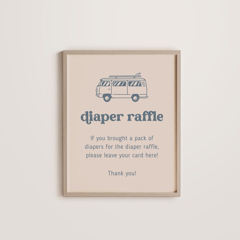 Van Raffle Surf Baby Shower Diaper Raffle Sign: Editable Canva Template (8x10) - Etsy