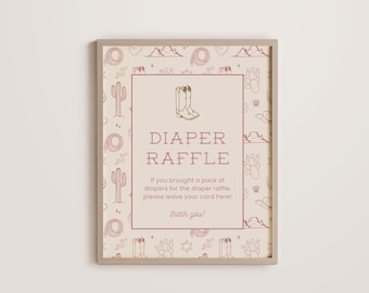 Cowgirl Windel Verlosung Zeichen: Western Baby Shower Decor (8x10 Canva Template Digital Download