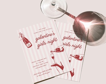 Galentine's Day Invitation Template | Galentine's Girls Night Invite | Editable in Canva | 5x7 Inches