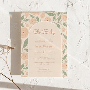 Oh Baby Baby Shower Invitation | Baby Shower Invite Template | Editable in Canva | 5x7 Inches