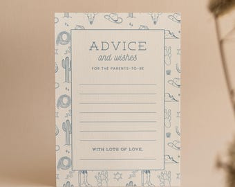 Cowboy Baby Shower Advice Card: Western Theme (Canva Template)
