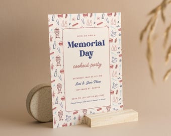 Memorial Day Cookout Invitation: BBQ Party Template (Printable & Digital)