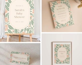 Floral Baby Shower Invitation & Signage Bundle (Digital Download)