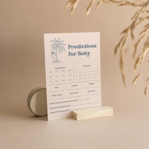 Prédictions pour Baby Card | Bébé à bord Thème baby shower | Thème surf baby shower | Activité de baby shower modifiable | Modèle de toile