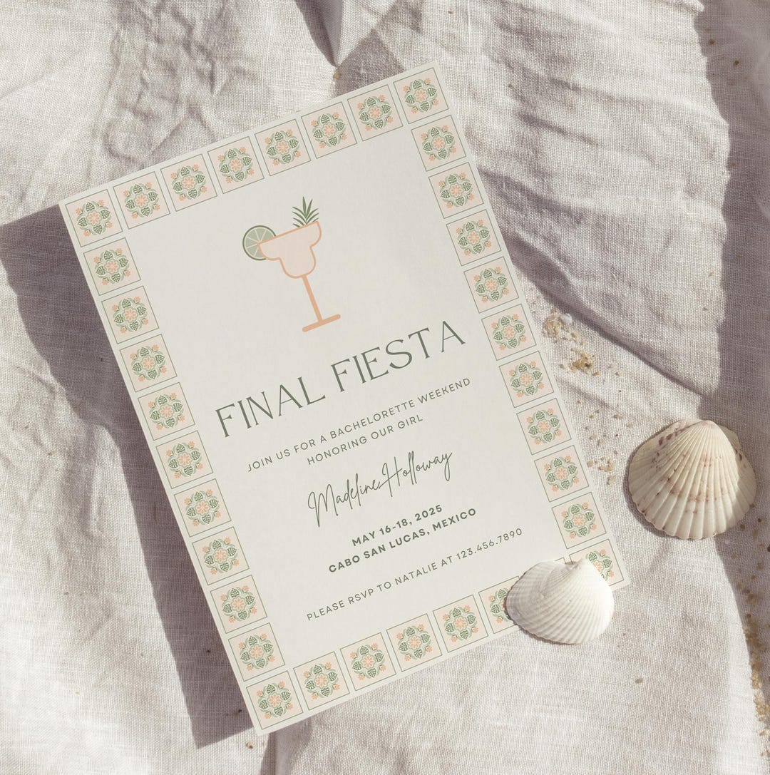 Final Fiesta Bachelorette Invitation &amp; Itinerary Template | Mexico ...