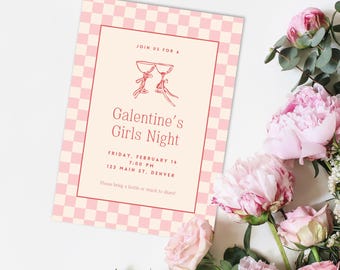 Galentine's Girls Night Invitation | Girl Valentine's Day Invite Template | Editable in Canva | 5x7 Inches