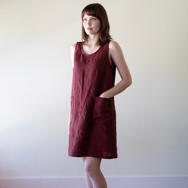 Linen - Scoop Neck, Shift Tank Dress, Jumper Dress, Linen Tank Dress