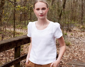 Small Batch & READY TO SHIP - Linen Puff Sleeve, Puff Sleeve, Relaxed Fit, Linen Top