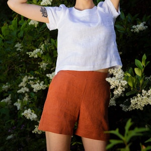 Linen - Shorts, Flat Front , Pockets - Linen Shorts