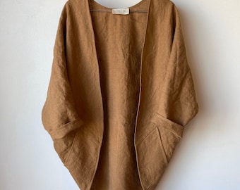 Linen Kimono Wrap with Pockets