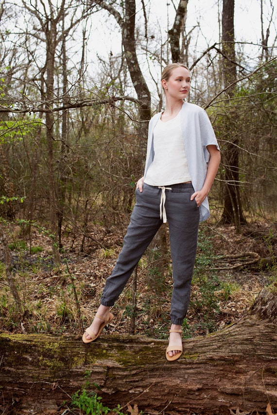 Small Batch & READY TO SHIP - Jogger, Ankle Length, Relaxed Fit, Elastic/Drawstring Waist, Linen Pant