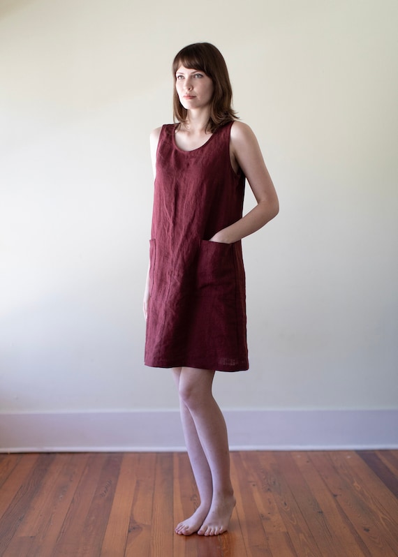 Linen - Scoop Neck, Shift Tank Dress, Jumper Dress, Linen Tank Dress