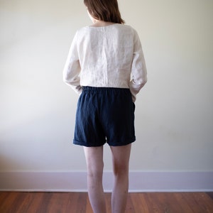 Linen Shorts, Relaxed Fit, Elastic Waist, Linen Shorts image 4