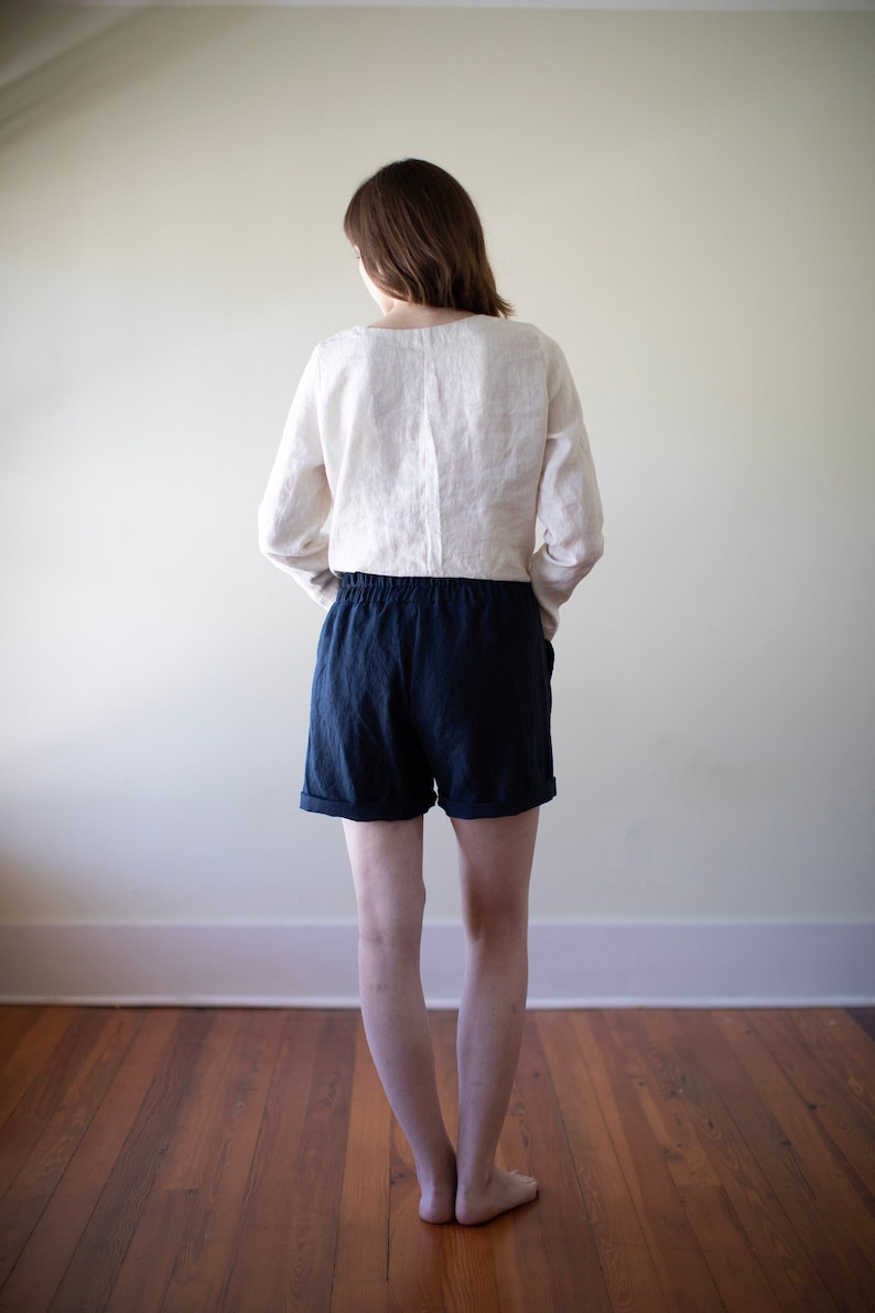 Small Batch & READY TO SHIP Linen Shorts, Relaxed Fit, Elastic Waist, Linen Shorts image 4