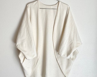 Raw Silk Kimono Wrap with Pockets