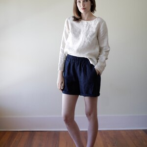 Linen Shorts, Relaxed Fit, Elastic Waist, Linen Shorts image 3