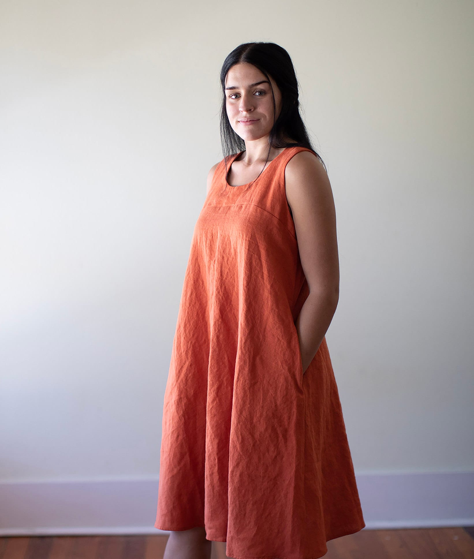 Linen Scoop Neck, Racerback, Swing Tank Dress, Linen Tank Dress