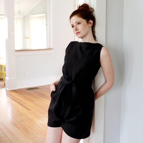 Cameron Long Sleeve Linen Romper