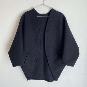 Boiled Wool Kimono Wrap with Pockets