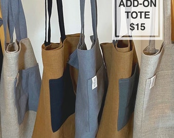 Add-on Tote - Made from SCRAPS/Colors Vary - MarketTote with Pocket, 100% Linen