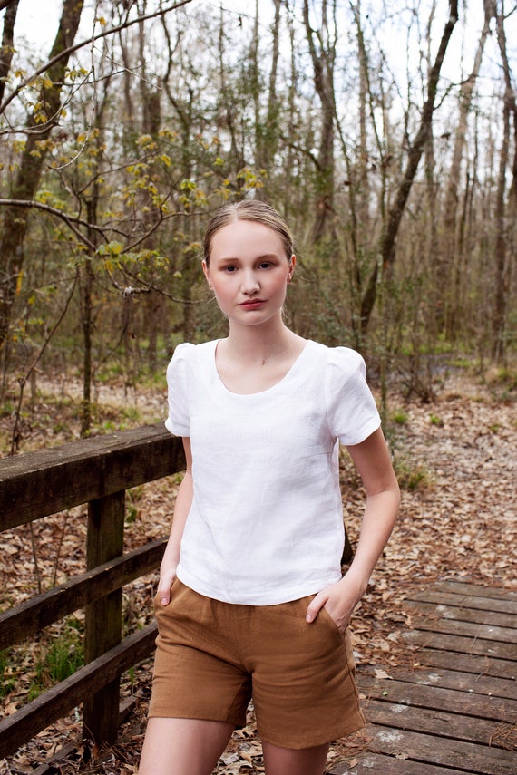 Small Batch & READY TO SHIP - Linen Puff Sleeve, Puff Sleeve, Relaxed Fit, Linen Top