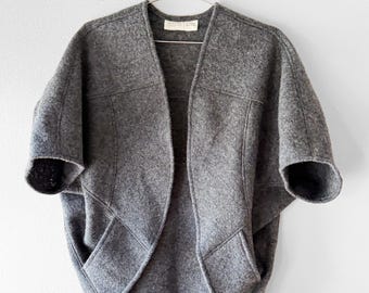 Boiled Wool - The Short Sleeve Maybe Wrap, with Pockets