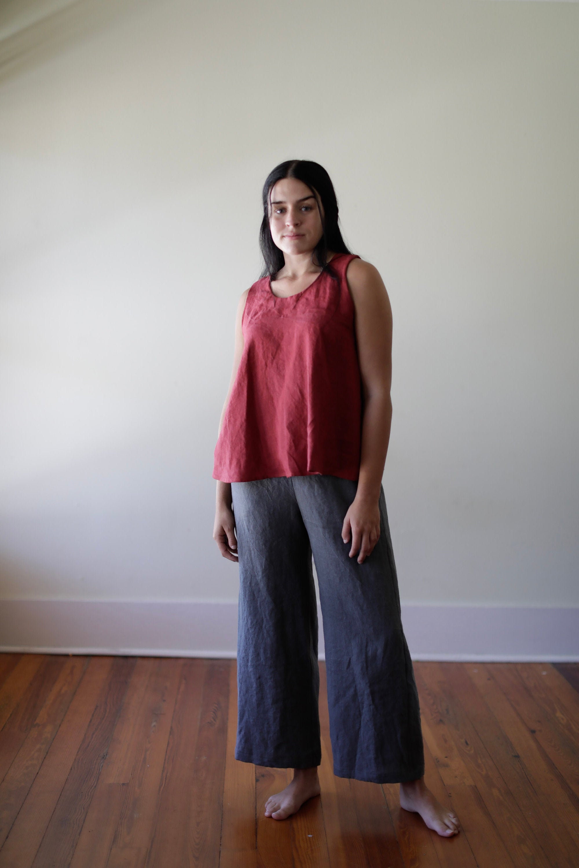 Linen Scoop Neck, Racerback, Swing Tank, Linen Tank Top