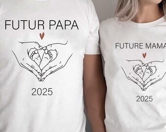 Personalized Couple T-shirt for Expectant Mother/Future Father/Personalized Pregnancy Announcement/Mini Us/Future Father Announcement/Grandparents Announcement