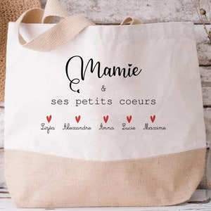 Cabas personnalisé mamie/tote bag super mamie cœur rouge/sac cabas mamie/sac mamie/cadeau noël mamie/fête des mamies/noël