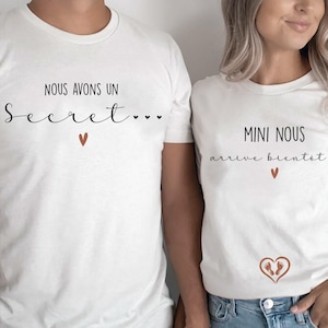 duo T-shirt to compose pregnancy announcement future mother / T-shirt future father / Pregnancy announcement /secret/mini us in progress/