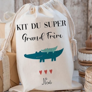personalized pouch super big brother kit / pregnancy announcement gift / crocodile / big brother announcement gift bag / future big brother