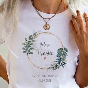 Personalized EVJF team bride t-shirt flower crown Future Bride witness wedding gift bridesmaid in cotton