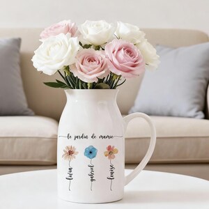 Jarrón de cerámica personalizable/Regalo para el Día de la Abuela/Jarrón personalizado para mamá/Regalo de Navidad para la abuela/Jardín de la abuela
