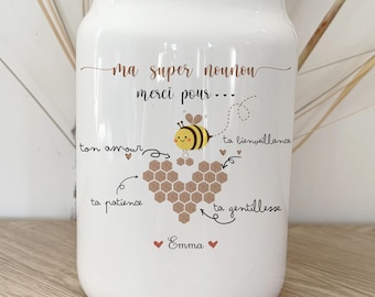 Mug ou pot à biscuits personnalisé/mug super nounou/pot à cookie personnalisé/pot céramique personnalisable/cadeau Noël personnalisé nounou