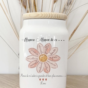 Pot à biscuits personnalisé – Cadeau personnalisé nounou– Pot en céramique -cadeau noël – Cadeau à personnaliser nounou cœur/pot à cookie