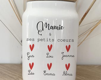 Personalized cookie jar - Grandma's birthday gift - Grandma's Christmas gift - Personalized gift - Grandma and her little hearts