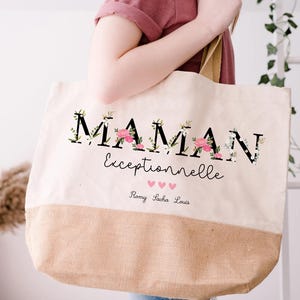 Floral Mom Tote Bag/Tote Bag/Jute Mom Tote Bag/Customizable/Mother&#39;s Day Tote Bag/Mother&#39;s Day Tote Bag/Mom&#39;s Garden