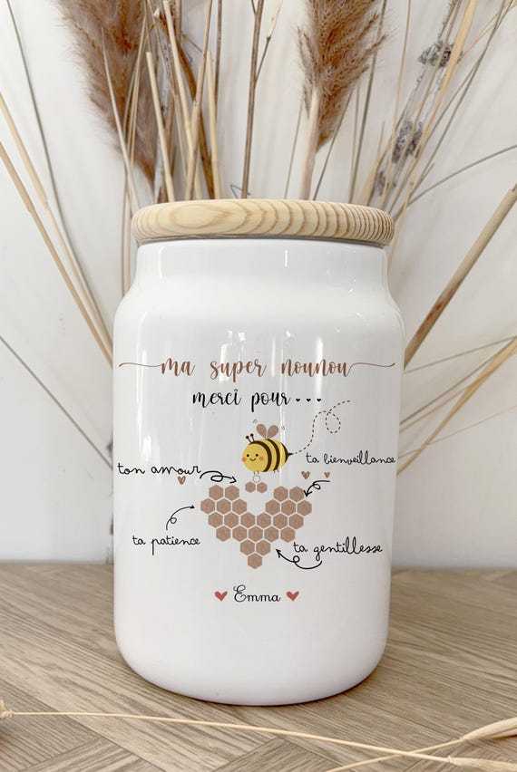 Mug ou pot à biscuits personnalisé/mug super nounou/pot à cookie personnalisé/pot céramique personnalisable/cadeau Noël personnalisé nounou
