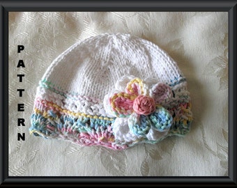 Baby Hat Pattern Instant Download Hat Pattern Knitted Hat Pattern Infant Knit Hat Pattern Baby Hat with Flower Hat Pattern : BIG FAT FLOWER