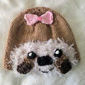 Knitted Hat Pattern Baby Hat Pattern Newborn Hat Pattern Infant Hat Pattern Sloth Baby Hat Pattern Animal Hat Pattern: SLOTH image 4