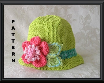 Knitted Hat Pattern Baby Hat Pattern Instant Download Hat Pattern Infant Hat Pattern Knitting Pattern for Brimmed Baby Hat: PRIMA DONNA
