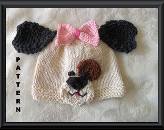 Knitted Hat Pattern Baby Hat Pattern Instant Download Hat Pattern Puppy Hat  Pattern Baby Dog Hat Pattern Halloween Baby Hat SEE SPOT RUN