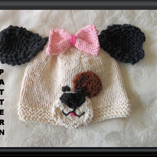 Knitted Hat Pattern Baby Hat Pattern Instant Download Hat Pattern Puppy Hat  Pattern Baby Dog Hat Pattern Halloween Baby Hat SEE SPOT RUN