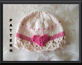 Knitted Hat Pattern Baby Hat Pattern Newborn Hat Pattern Infant Hat Pattern Valentines Baby Hat Heart Baby Hat: MY VALENTINE CLOCHE