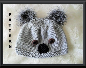 Knitted Hat Pattern Baby Hat Pattern Newborn Hat Pattern Infant Hat Pattern Koala Bear Pattern Kala Hat Pattern: KOALA BEAR