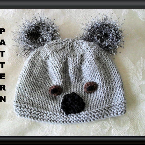 Knitted Hat Pattern Baby Hat Pattern Newborn Hat Pattern Infant Hat Pattern Koala Bear Pattern Kala Hat Pattern: KOALA BEAR